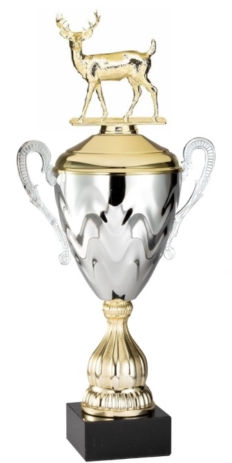 Premium Metal Gold/Silver<BR> Buck Deer Trophy Cup<BR> 20 Inches