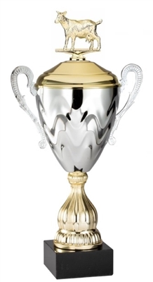 Premium Metal Gold/Silver<BR> G.O.A.T. Trophy Cup<BR> 20 Inches