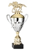 Premium Metal Gold/Silver<BR> Race Horse with Jockey Trophy Cup<BR> 20 Inches
