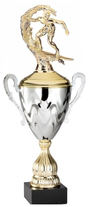 Premium Metal Gold/Silver<BR> Surfer Trophy Cup<BR> 20 Inches