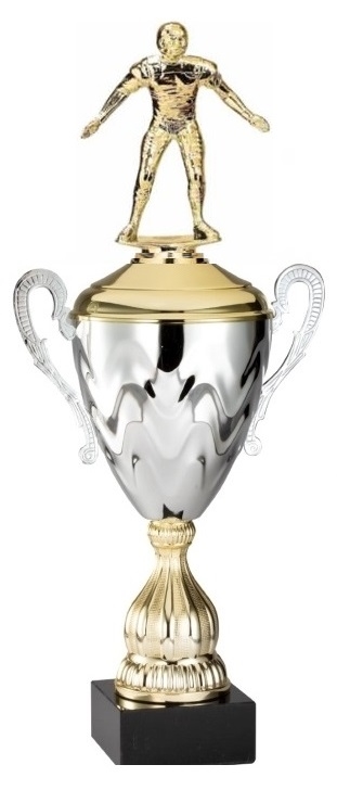 Premium Metal Gold/Silver<BR> Lineman Football Trophy Cup<BR> 20 Inches