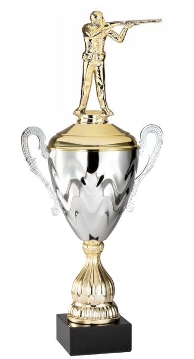 Premium Metal Gold/Silver<BR> Male Trap Shooter Trophy Cup<BR> 20 Inches