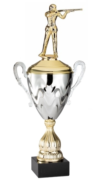 Premium Metal Gold/Silver<BR> Female Trap Shooter Trophy Cup<BR> 20 Inches