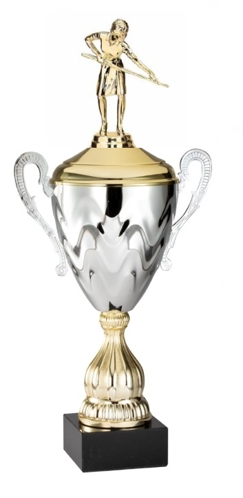 Premium Metal Gold/Silver<BR> Female Billiards Trophy Cup<BR> 20 Inches