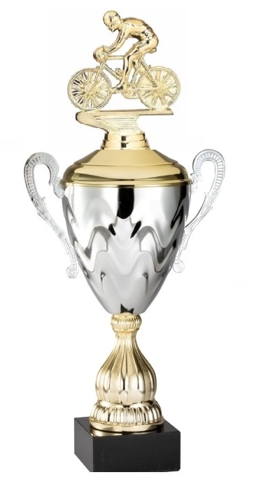Premium Metal Gold/Silver<BR> Male Racing Bike Trophy Cup<BR> 20 Inches