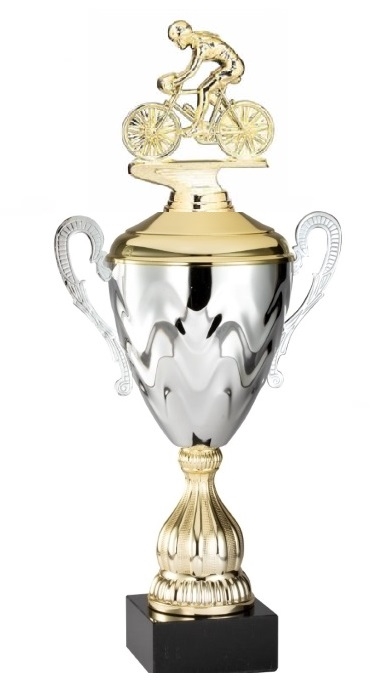 Premium Metal Gold/Silver<BR> Female Racing Bike Trophy Cup<BR> 20 Inches