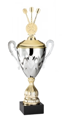 Premium Metal Gold/Silver<BR> Triple Darts Trophy Cup<BR> 20 Inches