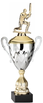 Premium Metal Gold/Silver<BR> Cricket Batsman Trophy Cup<BR> 20 Inches