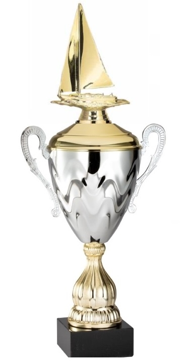 Premium Metal Gold/Silver<BR> Sailboat Trophy Cup<BR> 20 Inches