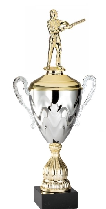 Premium Metal Gold/Silver<BR> Male Skeet Shooter Trophy Cup<BR> 20 Inches