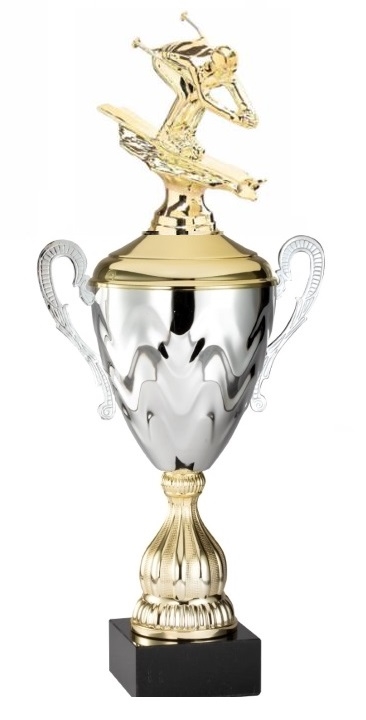 Premium Metal Gold/Silver<BR> Downhill Ski Trophy Cup<BR> 20 Inches