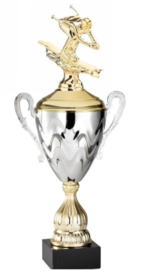 Premium Metal Gold/Silver<BR> Downhill Ski Trophy Cup<BR> 20 Inches