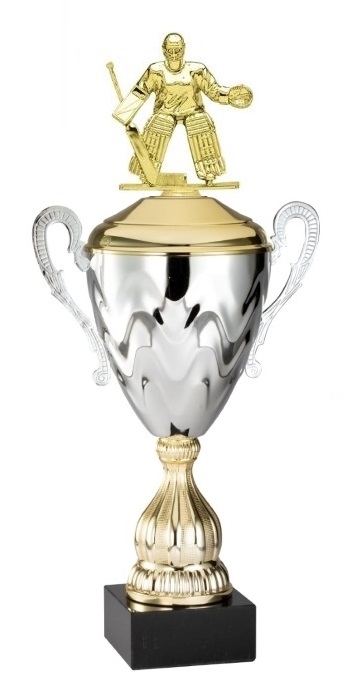 Premium Metal Gold/Silver<BR> Goalie Ice Hockey Trophy Cup<BR> 20 Inches