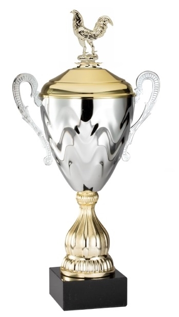 Premium Metal Gold/Silver<BR> Rooster Trophy Cup<BR> 20 Inches