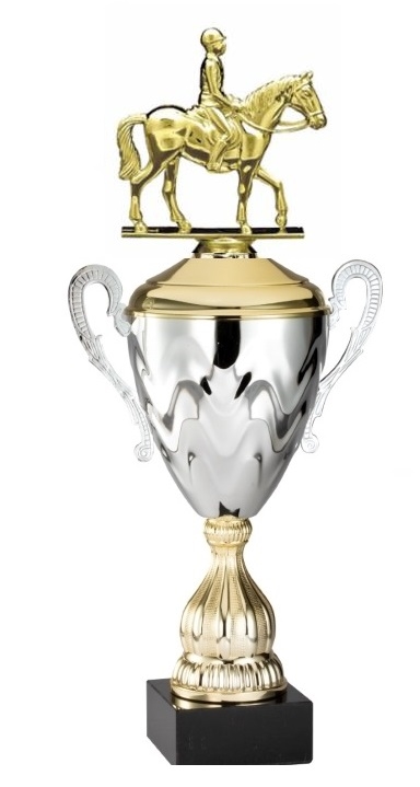 Premium Metal Gold/Silver<BR> Equestrian Trophy Cup<BR> 20 Inches