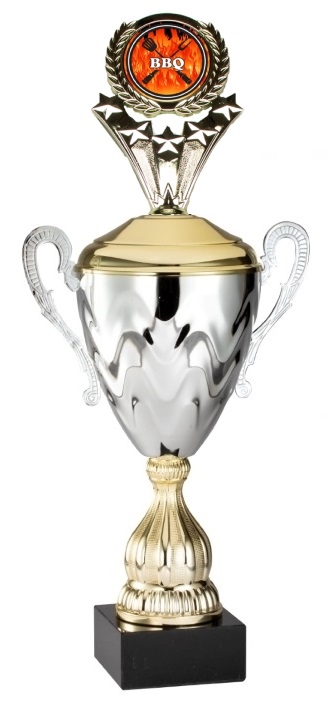 Premium Metal Gold/Silver<BR> BBQ Flame<BR>Or Custom Logo Trophy Cup<BR> 20 Inches