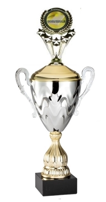 Premium Metal Gold/Silver<BR> Cornhole Trophy Cup<BR> 20 Inches