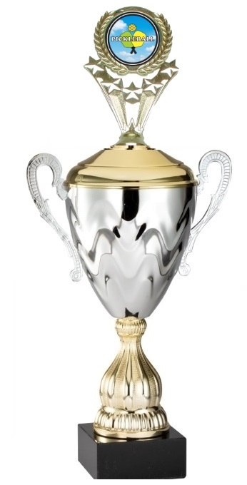 Premium Metal Gold/Silver<BR> Pickleball Logo #1 Trophy Cup<BR> 20 Inches