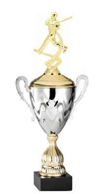 Premium Metal Gold/Silver<BR> Motion Male Batter Trophy Cup<BR> 20 Inches