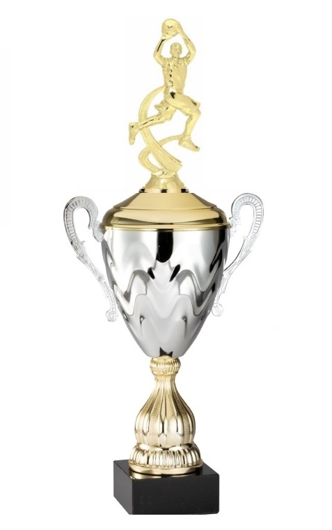 Premium Metal Gold/Silver<BR> Motion Female BasketballTrophy Cup<BR> 20 Inches