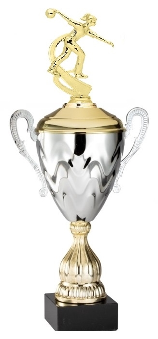 Premium Metal Gold/Silver<BR> Female Bowler Trophy Cup<BR> 20 Inches