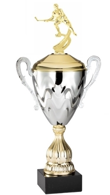 Premium Metal Gold/Silver<BR> Male Motion Ice Hockey Trophy Cup<BR> 20 Inches