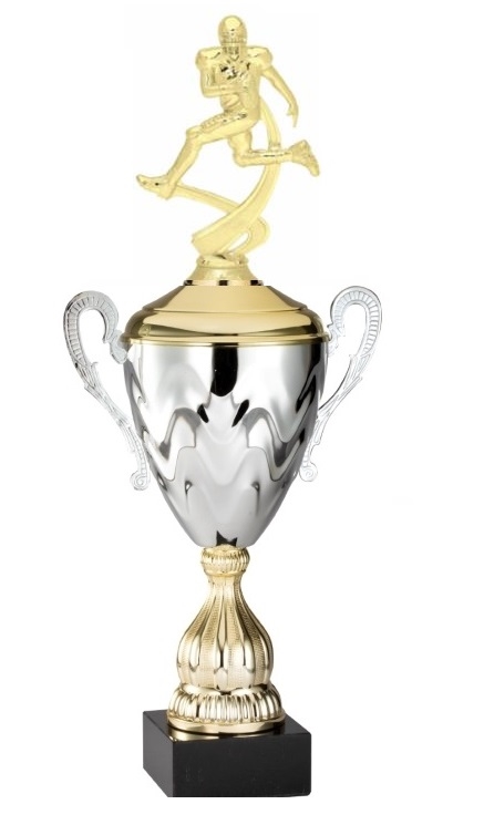 Premium Metal Gold/Silver<BR> Motion Football Trophy Cup<BR> 20 Inches