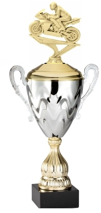 Premium Metal Gold/Silver<BR> Racing Motorcycle Trophy Cup<BR> 20 Inches