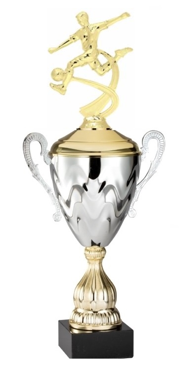 Premium Metal Gold/Silver<BR> Male Soccer Trophy Cup<BR> 20 Inches
