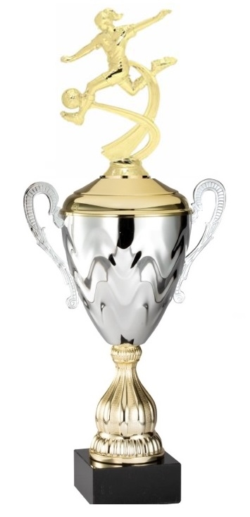 Premium Metal Gold/Silver<BR> Female Soccer Trophy Cup<BR> 20 Inches