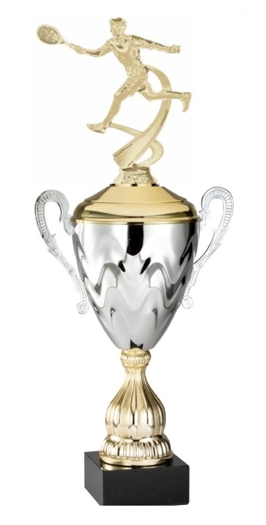 Premium Metal Gold/Silver<BR> Male Tennis Trophy Cup<BR> 20 Inches
