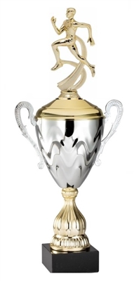 Premium Metal Gold/Silver<BR> Male Track Trophy Cup<BR> 20 Inches