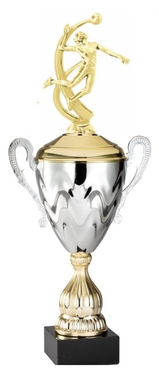 Premium Metal Gold/Silver<BR> Female Volleyball Trophy Cup<BR> 20 Inches