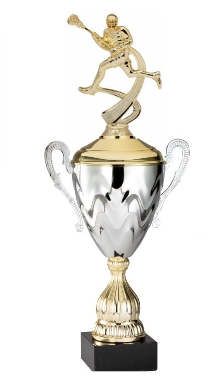Premium Metal Gold/Silver<BR> Male Lacrosse Trophy Cup<BR> 20 Inches