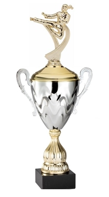 Premium Metal Gold/Silver<BR> Female Karate Trophy Cup<BR> 20 Inches