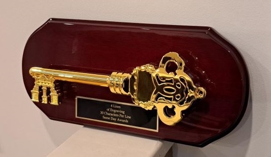 Cherrywood Gold Key Plaque<BR> 16 Inches x 7 Inches