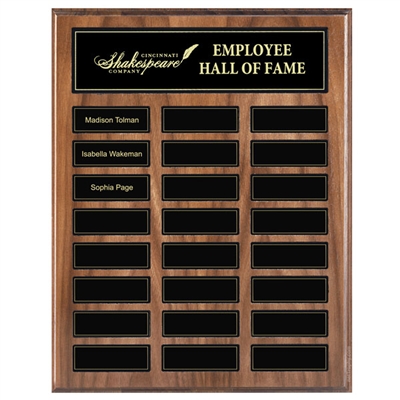 24 Plate<BR> Genuine Walnut<BR> Magnetized Perpetual Plaque<BR> 12x15 Inches