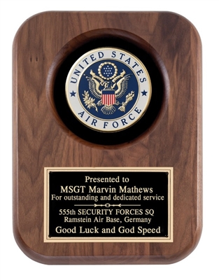 US Air Force <BR> Genuine Walnut Plaque<BR> 9x12 Inches