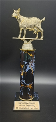 Black Magic Single Column<BR> Goat Trophy<BR> 11 Inches