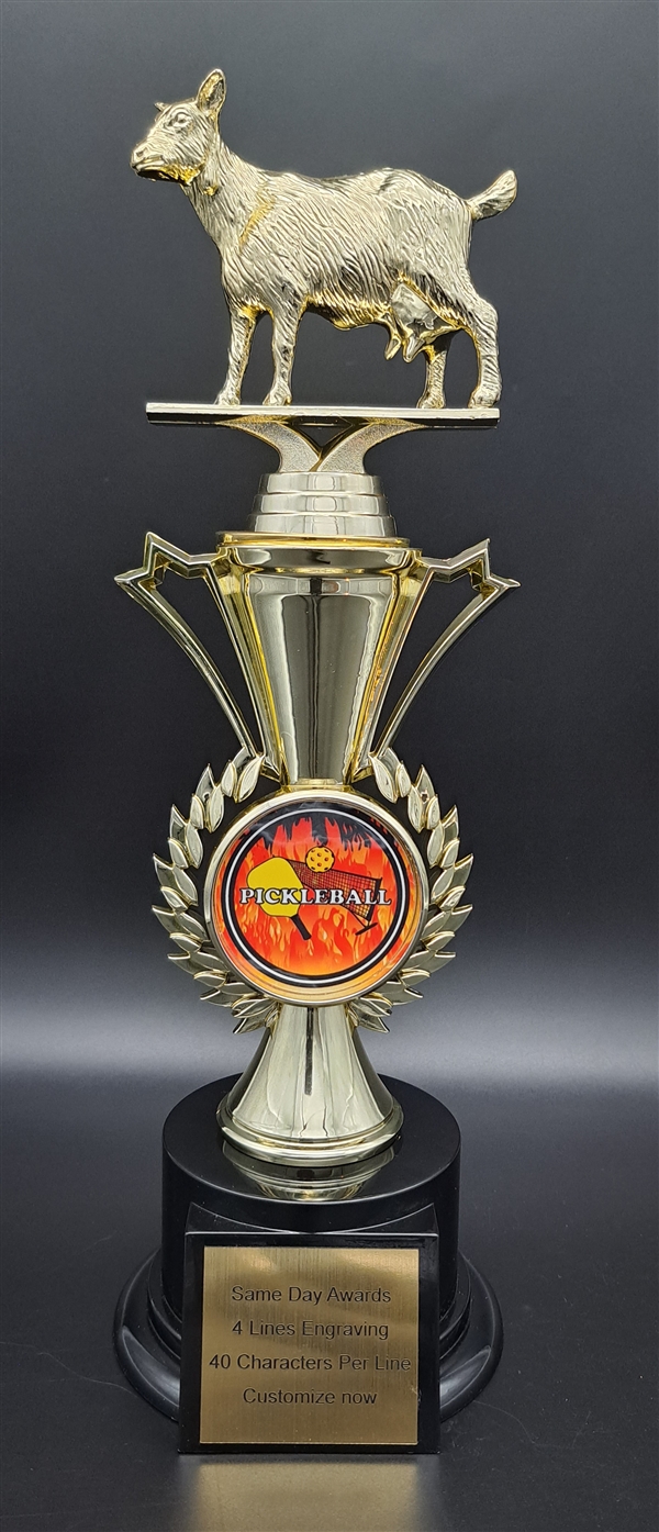Pickleball <BR> GOAT Trophy<BR> 12.5 Inches