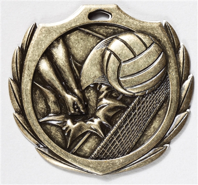 Burst Volleyball Medal<BR> Gold/Silver/Bronze<BR> 2.25 Inches