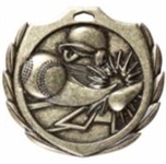 Burst Baseball/Softball Medal<BR> Gold/Silver/Bronze<BR> 2.25 Inches