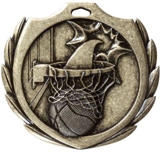 Burst Basketball Medal<BR> Gold/Silver/Bronze<BR> 2.25 Inches