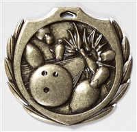 Burst Bowling Medal<BR> Gold/Silver/Bronze<BR> 2.25 Inches