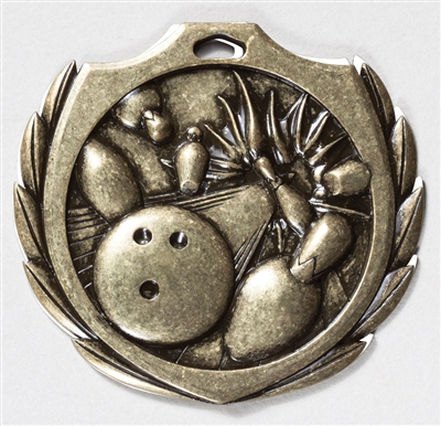 Burst Bowling Medal<BR> Gold/Silver/Bronze<BR> 2.25 Inches