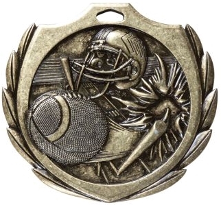 Burst Football Medal<BR> Gold/Silver/Bronze<BR> 2.25 Inches