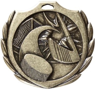 Burst Hockey Medal<BR> Gold/Silver/Bronze<BR> 2.25 Inches