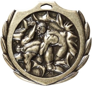 Burst Wrestling Medal<BR> Gold/Silver/Bronze<BR> 2.25 Inches