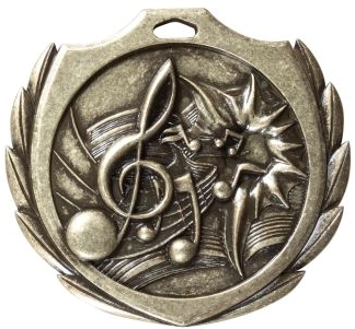 Burst Music Medal<BR> Gold/Silver/Bronze<BR> 2.25 Inches