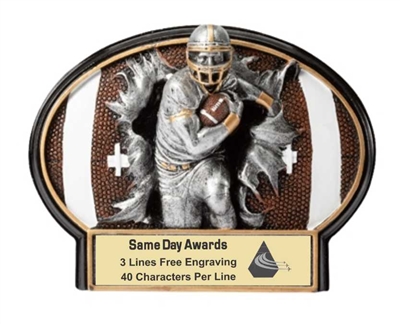 Burst Thru Football<BR> Wall Plaque or Stand Up Trophy<BR> 7 1/4" x 5.5"